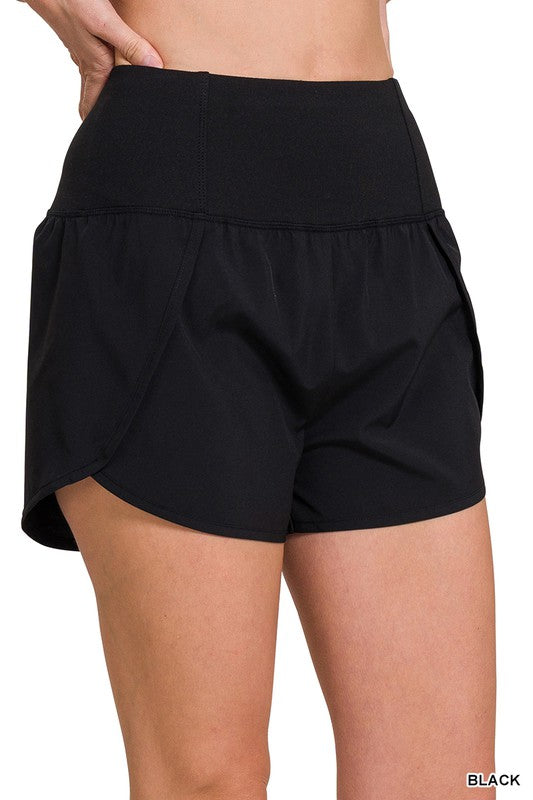 High Wasted Running Shorts in Black