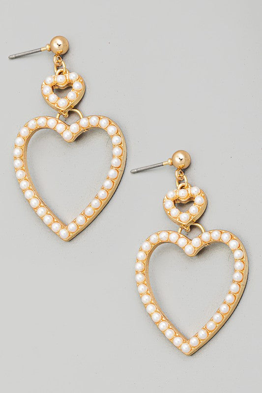 Pearl Heart Earrings (FINAL SALE ITEM)