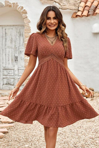 Swiss Dot Dress in Rust (FINAL SALE ITEM)