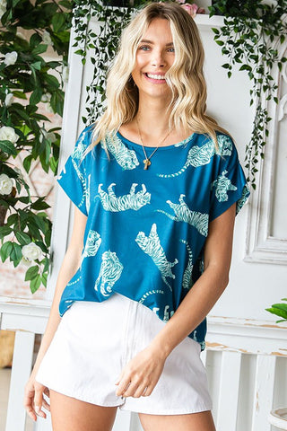 Eye of the Tiger Top in Teal (FINAL SALE ITEM)