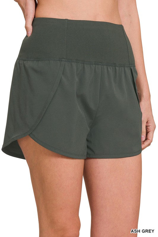 High Wasted Running Shorts in Ash Grey