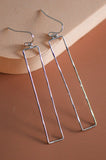 Long Bar Wire Drop Earrings in Silver