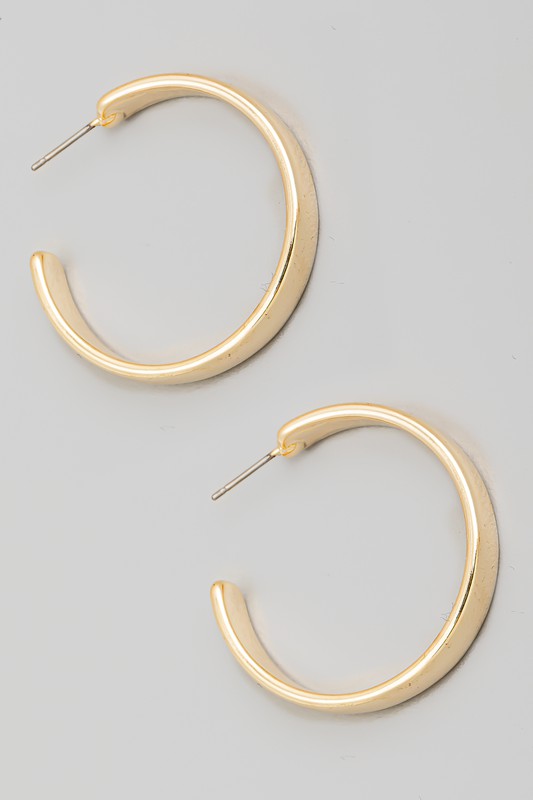 Simple Flat Hoop Earrings in Gold