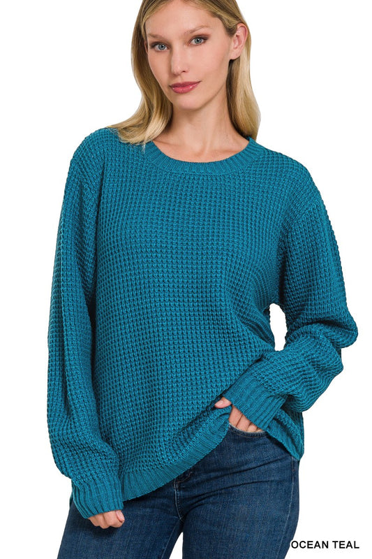 Waffle Blue Sweater