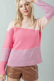 Diagonal Pink Color Block Sweater (FINAL SALE ITEM)
