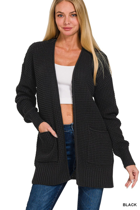 Black Waffle Cardigan