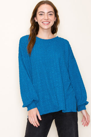 Totally Textured Top in Teal (FINAL SALE ITEM)
