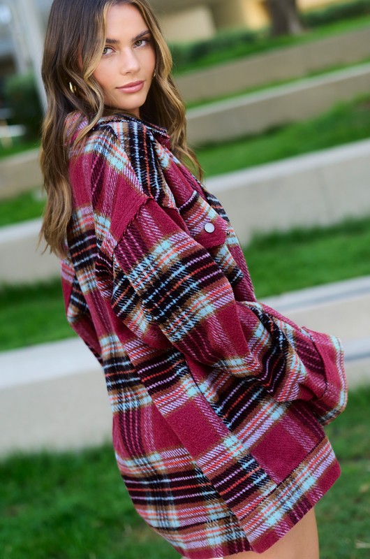 Burgundy Ember Plaid Shacket