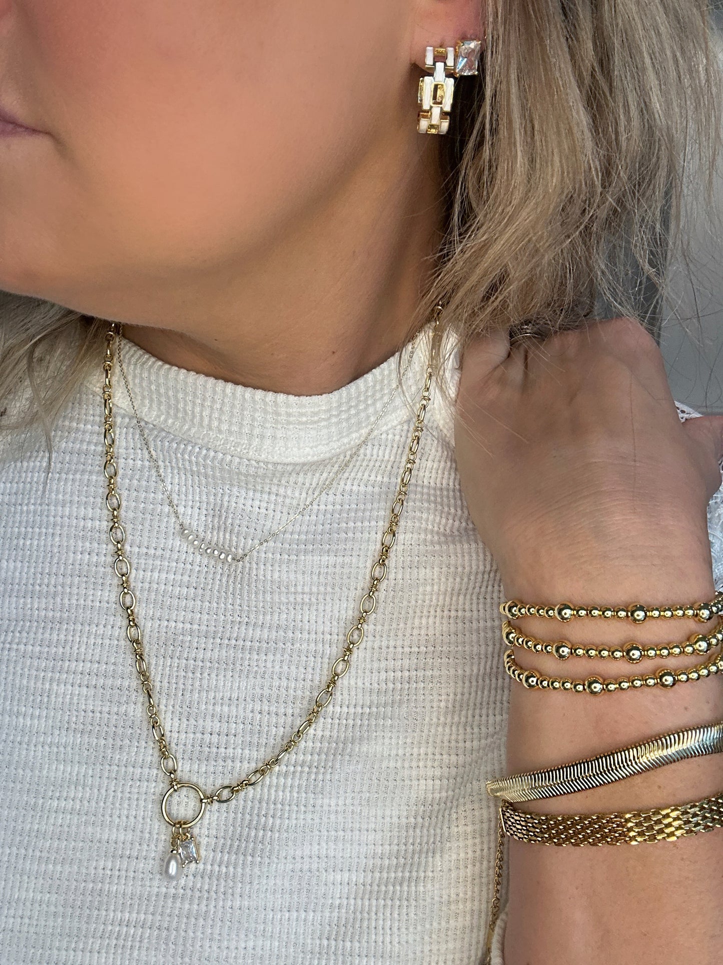 Diamond Pearl Pendant Chain Necklace