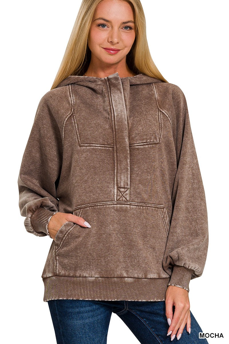 Mocha Acid Wash Hoodie
