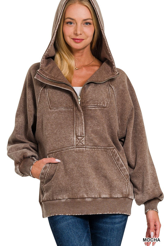 Mocha Acid Wash Hoodie