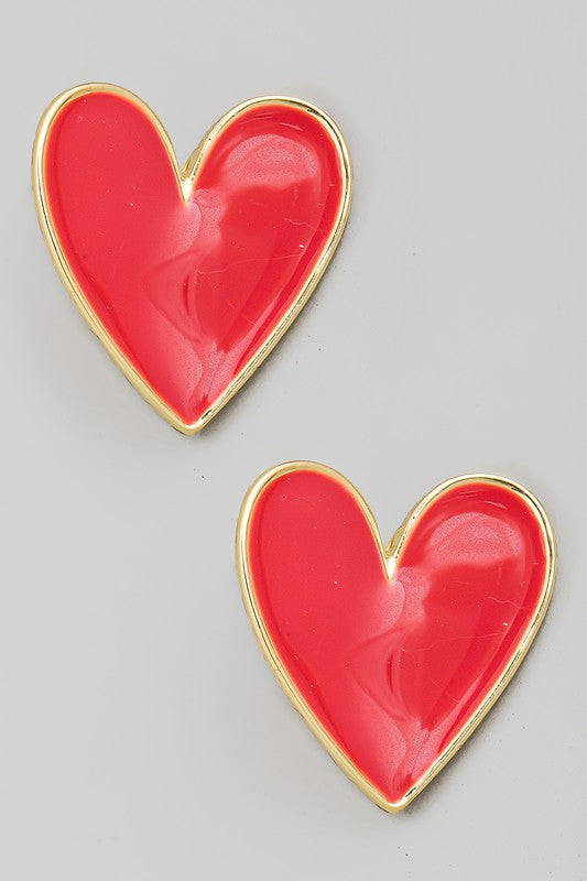 Heart Stud Earrings in Red (FINAL SALE ITEM)