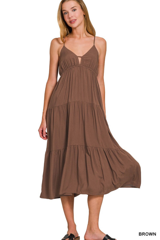 Brown Tiered Cami Dress