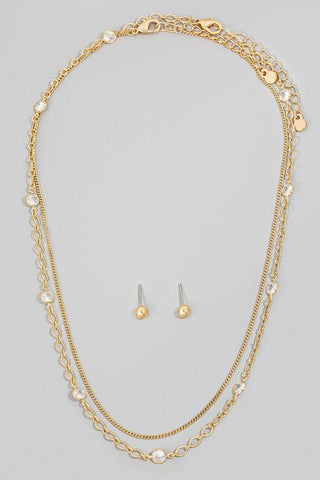 Station Charm Necklace Set in Gold