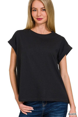 Cap Sleeve Tee  in Black