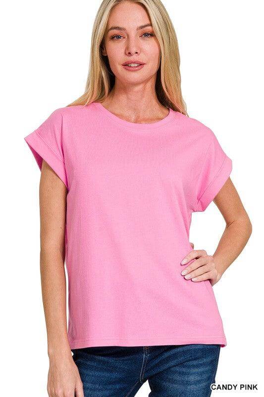 Cap Sleeve Tee in Pink