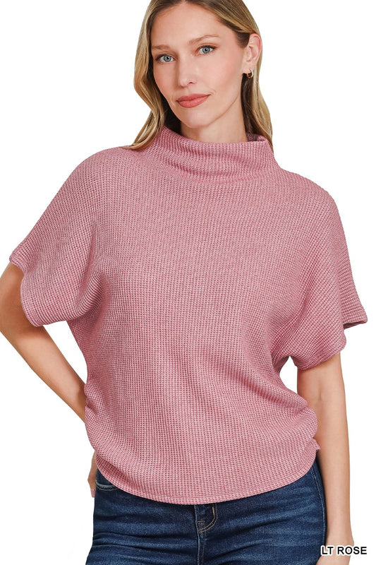 Side Rouching Mock Neck Top