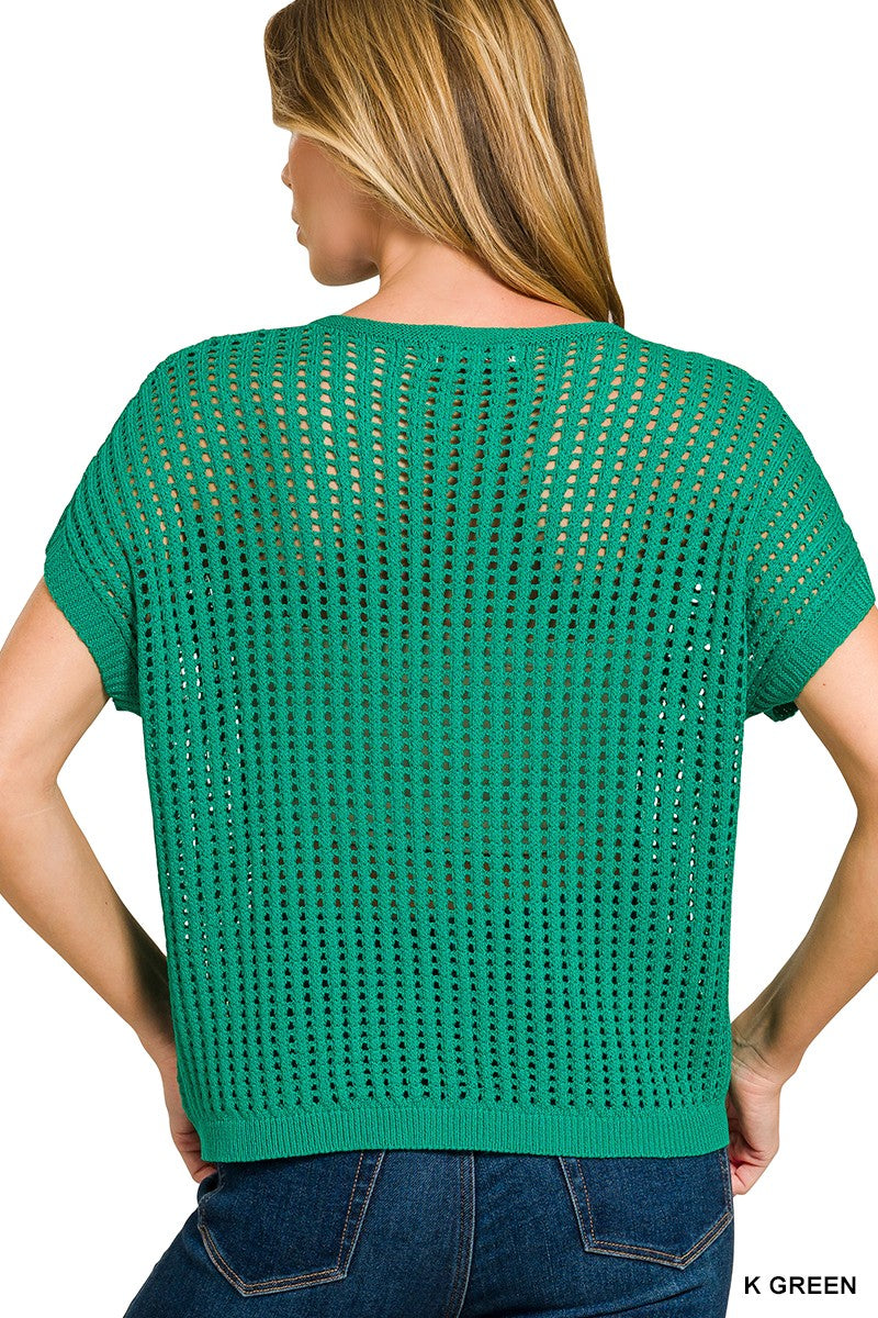 Crochet Green Knit Top