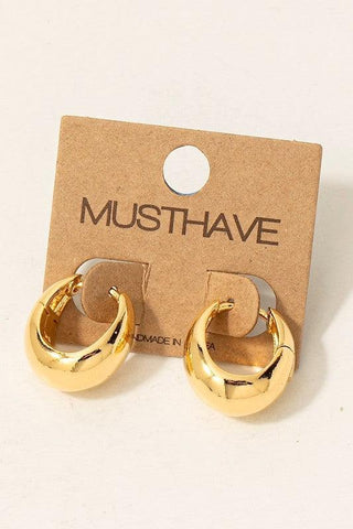 Round Hoop Huggie Earrings in Gold
