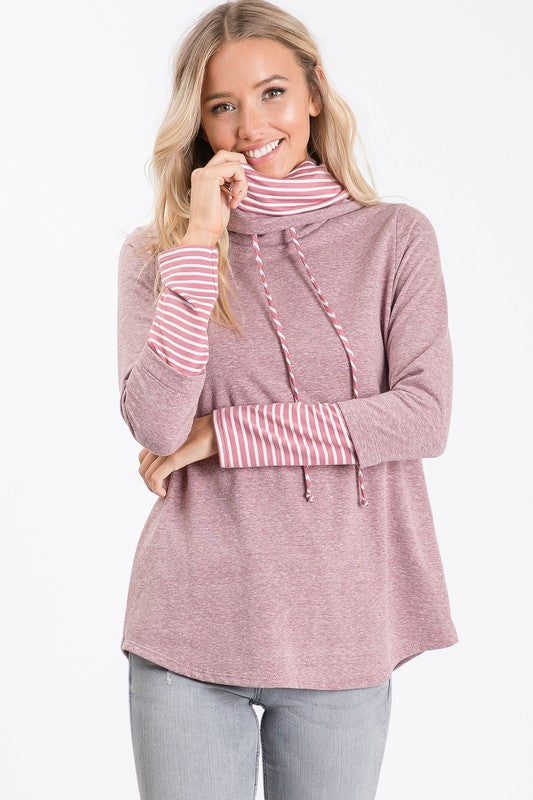 Mauve Melody Striped Accent Top