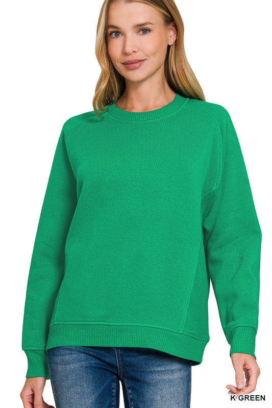 Green Ribbed Sweatshirt