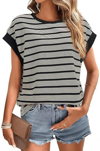 Striped Contrast Trim Top