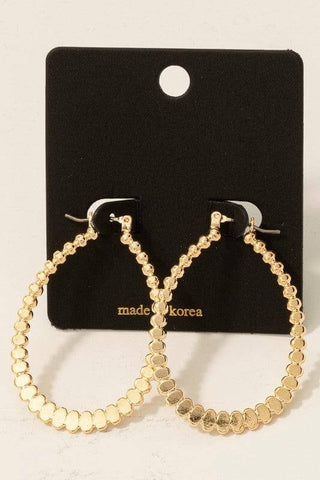 Oval Beaded Hoop Earrings in Gold