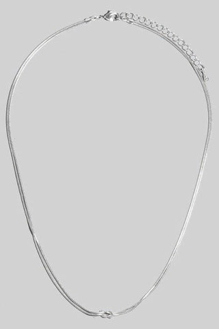 Metallic Knot Necklace in Silver