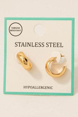 Small Rounded Hoop Earrings in Gold