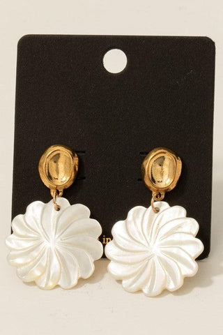 Flower Shell Dangle Earrings