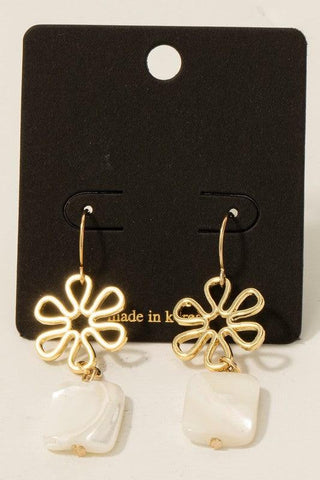 Flower Shell Dangle Earrings