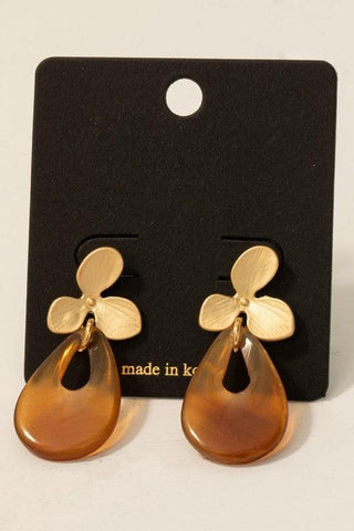 Flower Tear Dangle Earrings