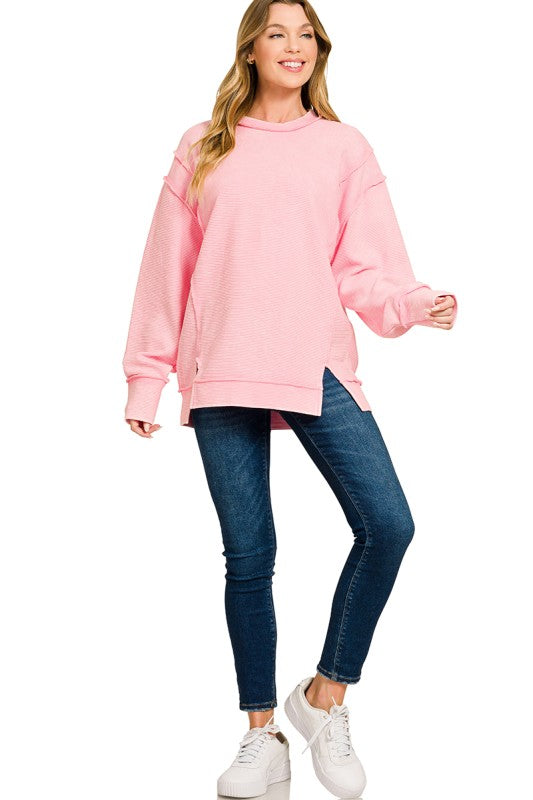 Pink Acid Wash Pullover