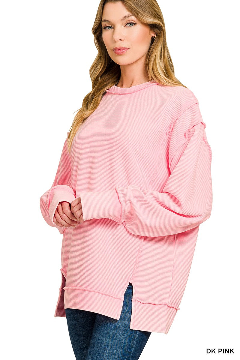 Pink Acid Wash Pullover