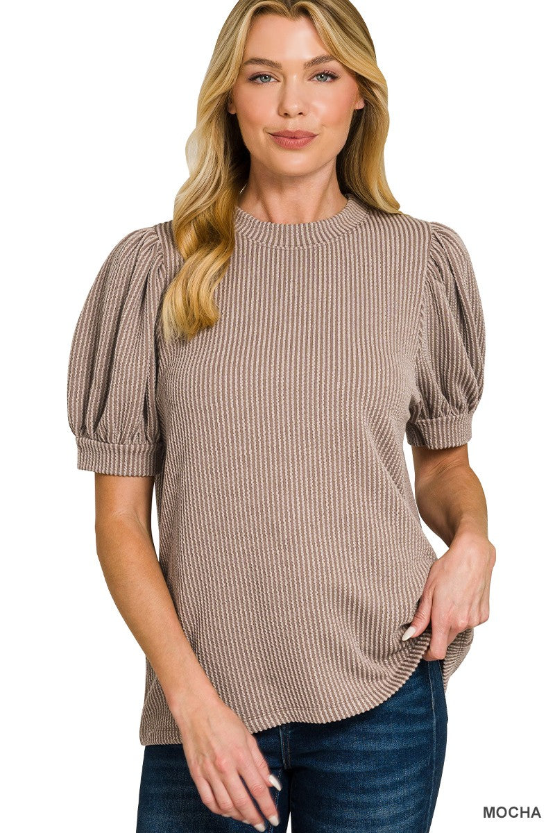 Mocha Puff Sleeve Top