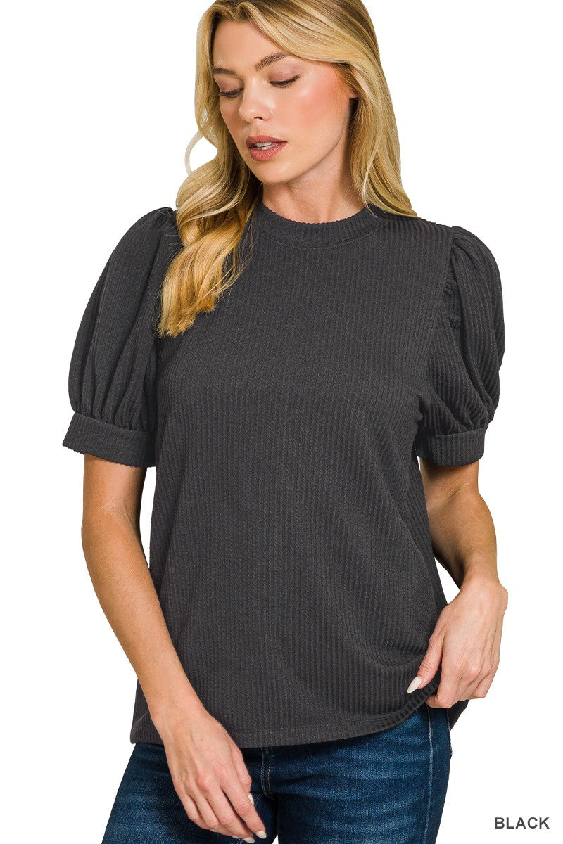 Black Puff Sleeve Top