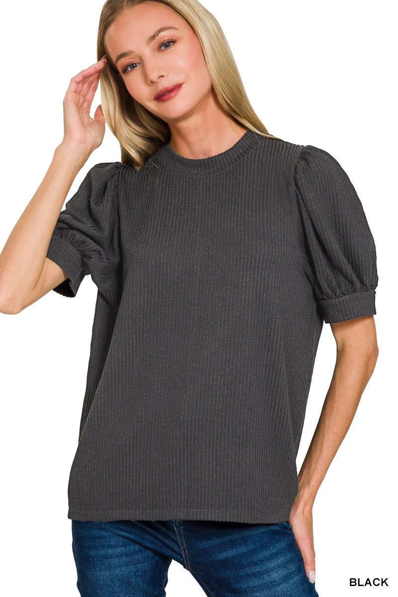 Black Puff Sleeve Top