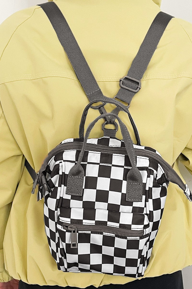 Crossbody Checkered Backpack
