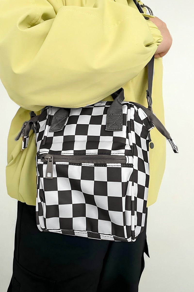 Crossbody Checkered Backpack
