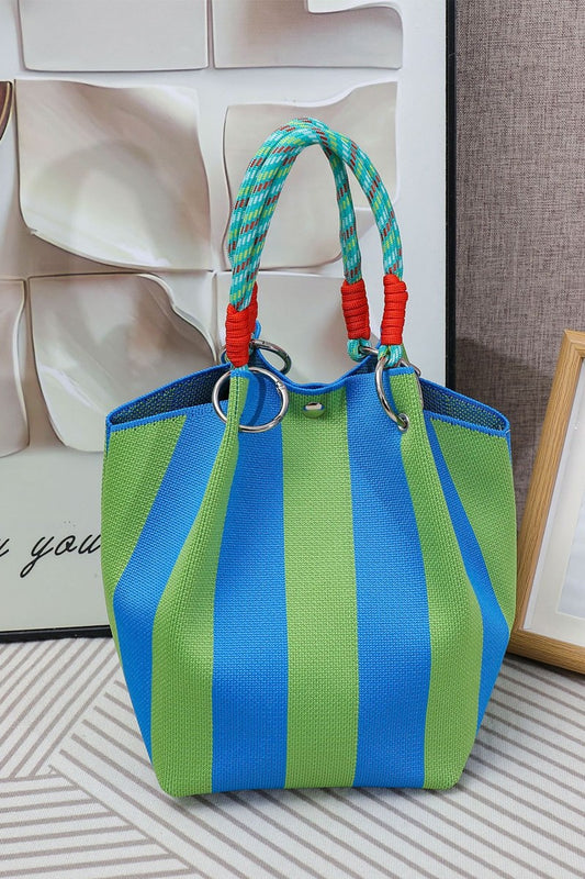 Green Blue Stripe Tote