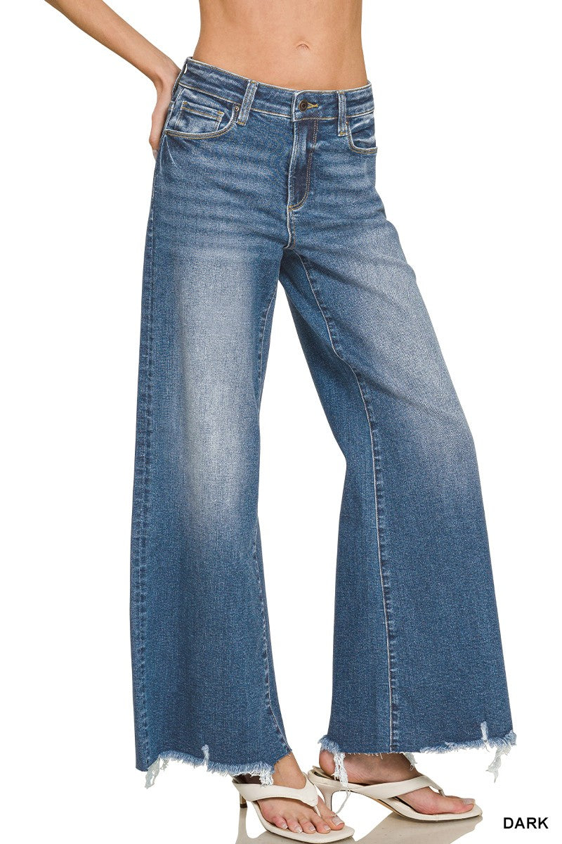 Raw Hem Wide Leg Jean