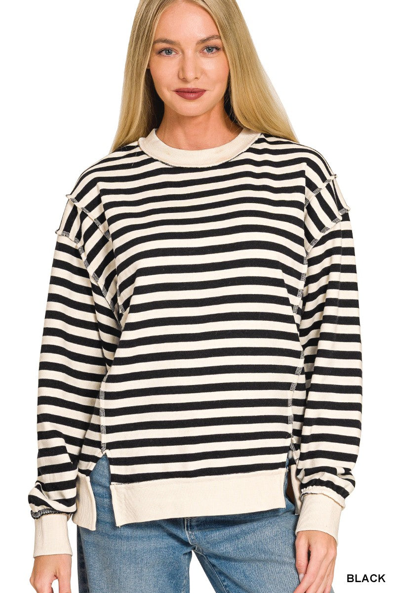 Stripe Fleece Sweatshirt