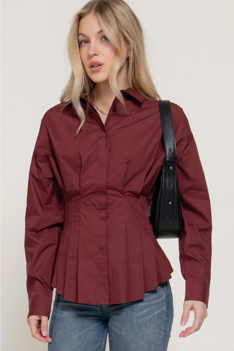 Burgundy Poplin Shirt