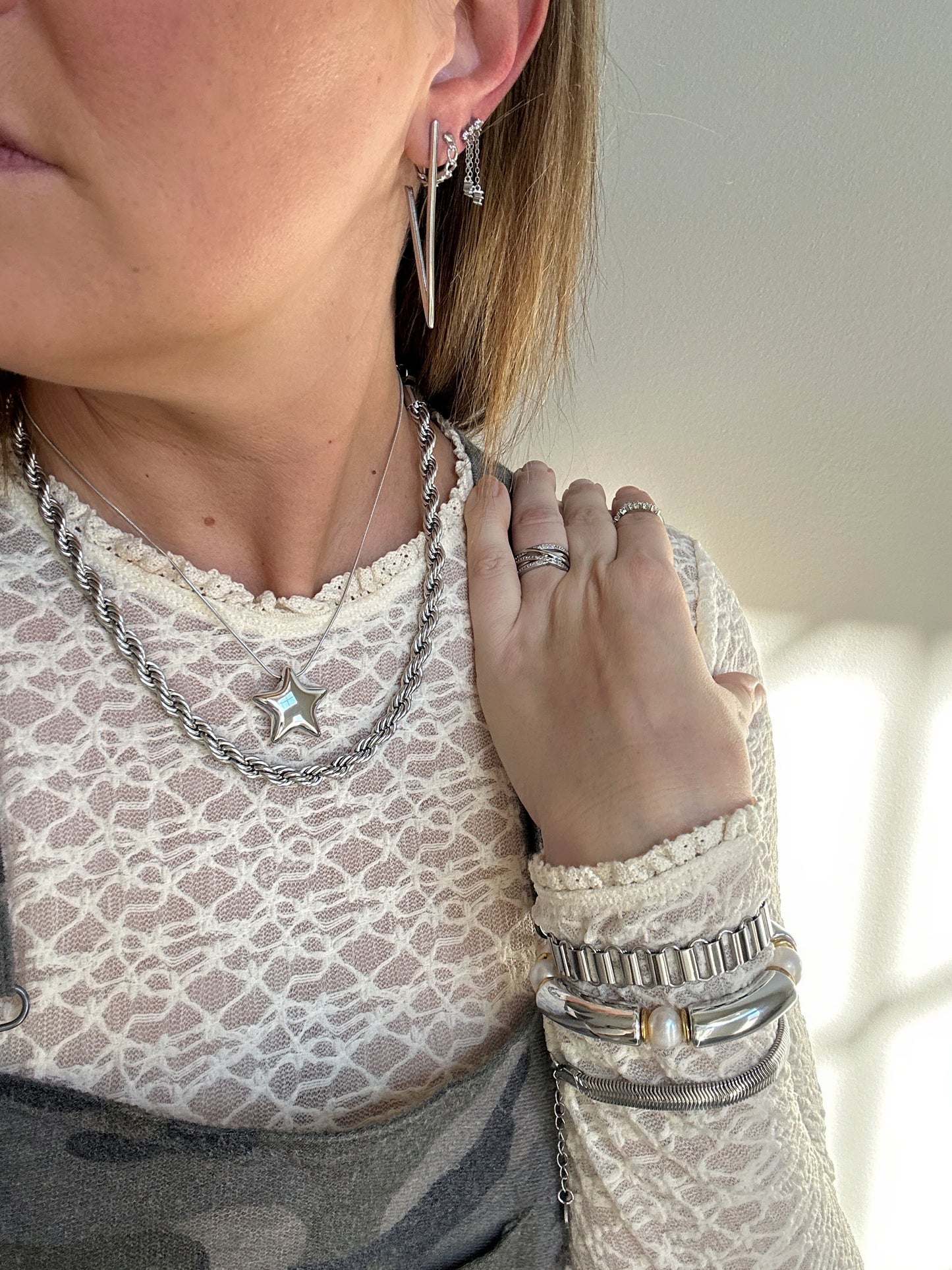 Star Power in Silver Necklace