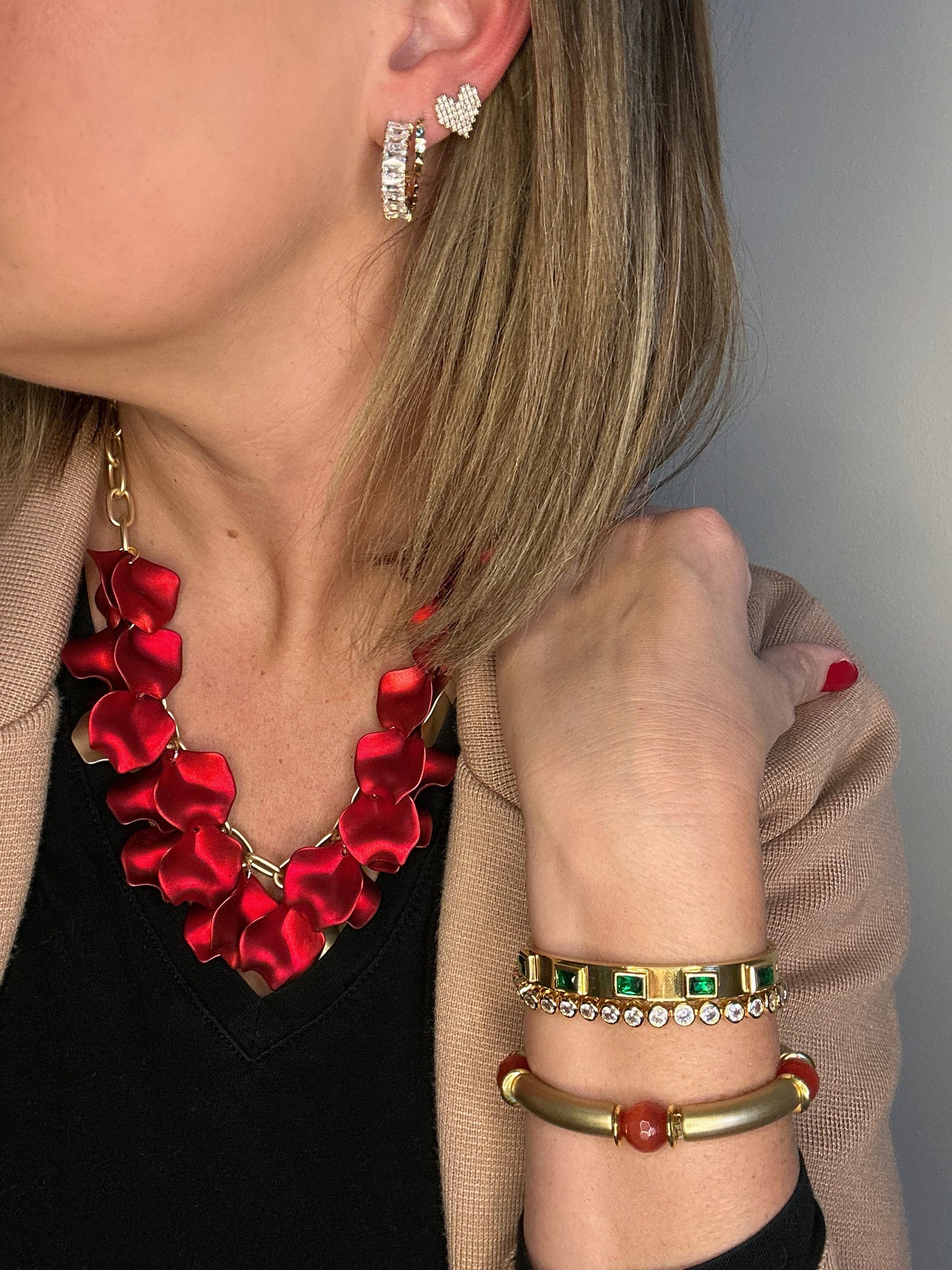 Flower Petal Red Necklace