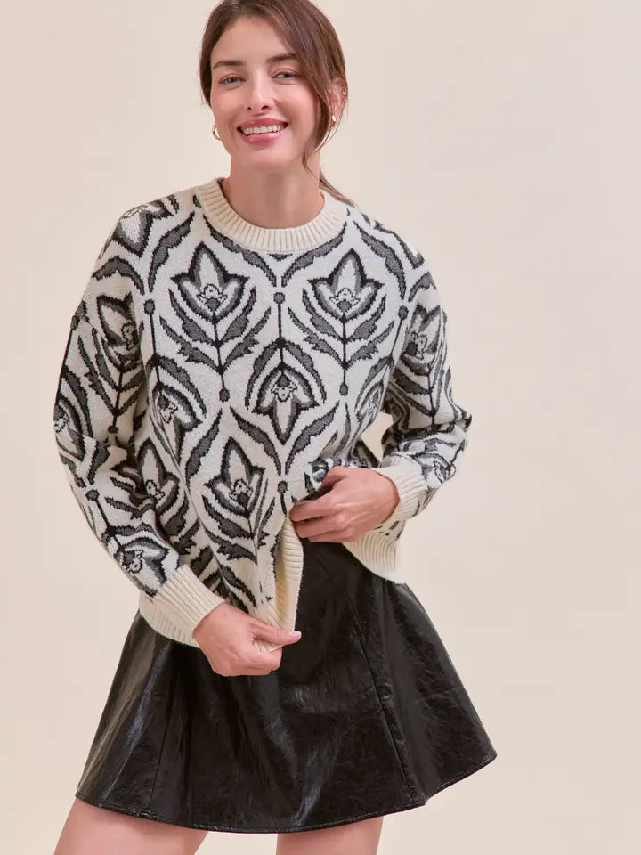 Black Floral Sweater