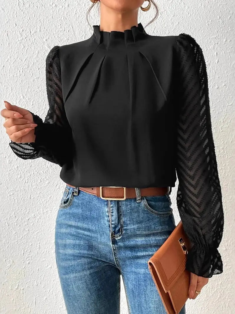 Black Mock Neck Top