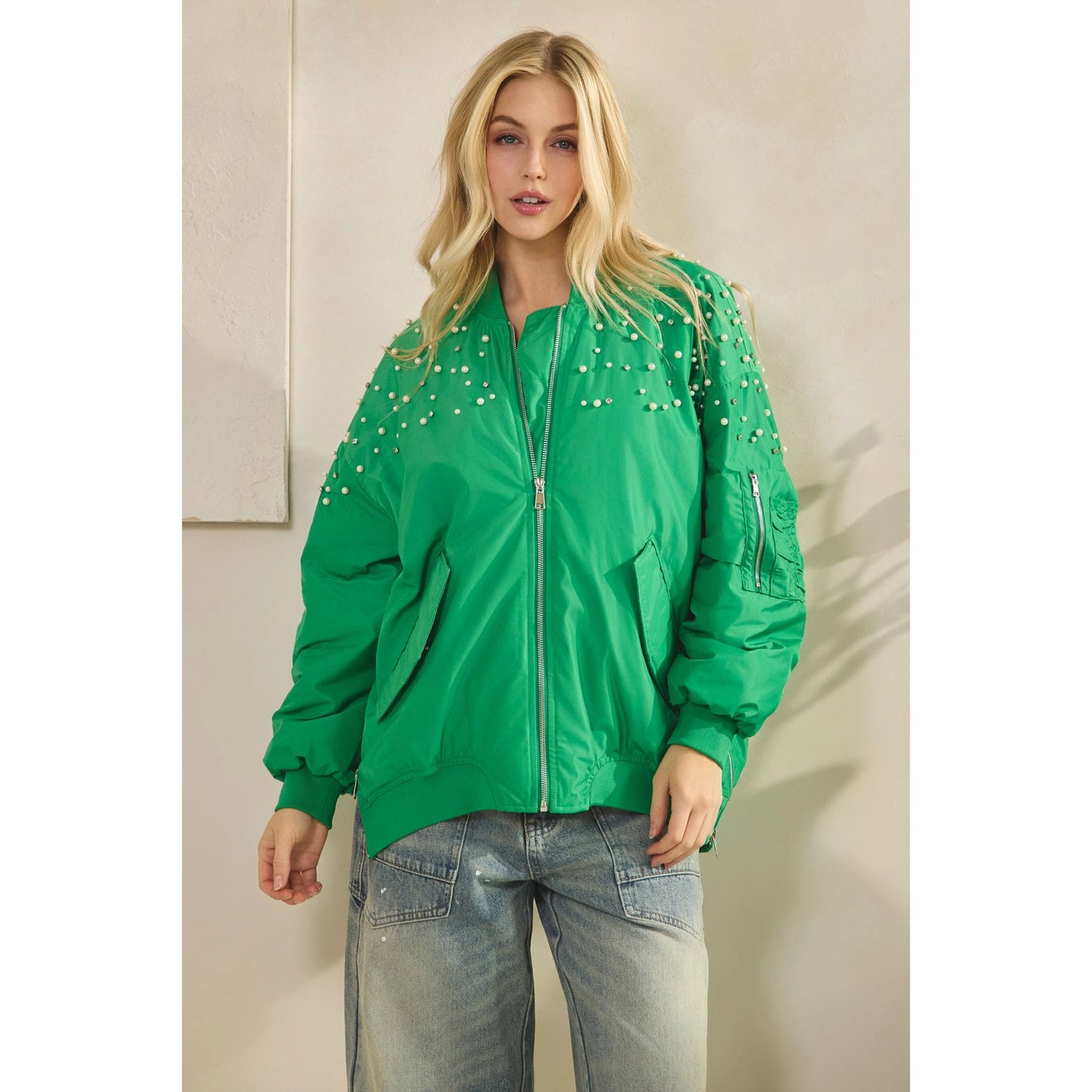 Rhinestone Bomber Jacket