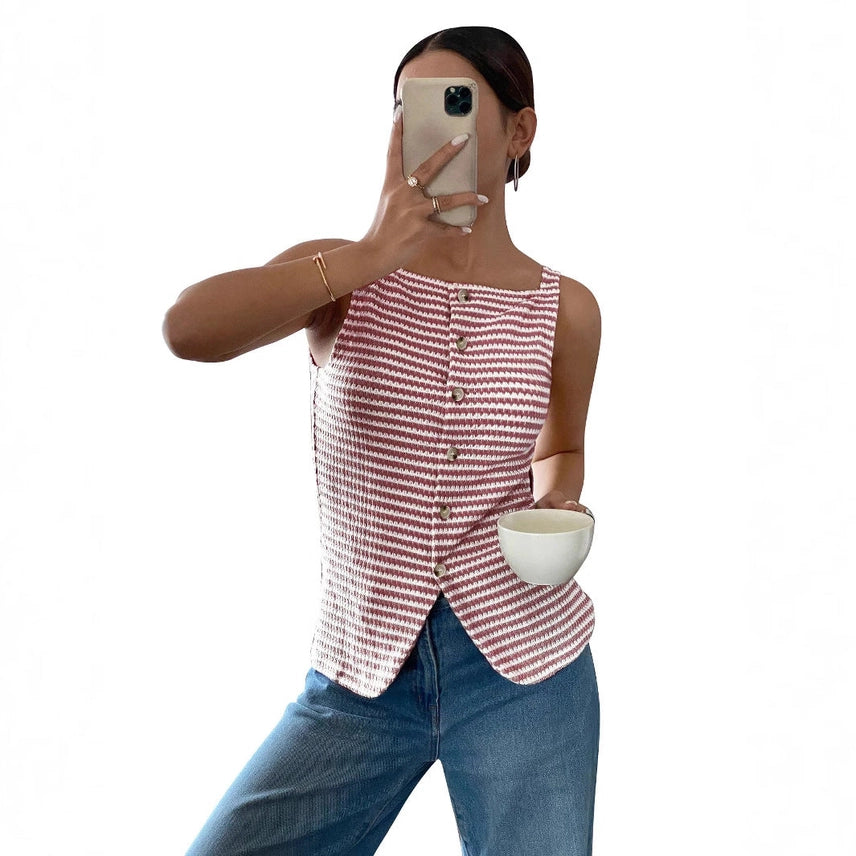 Stripe Button Down Tank