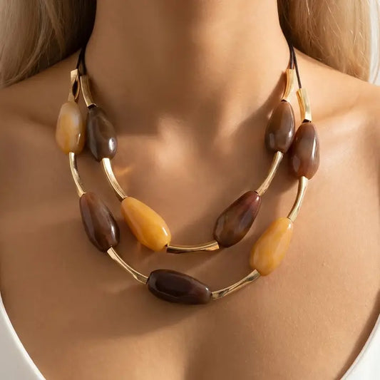 Brown Resin Stone Necklace